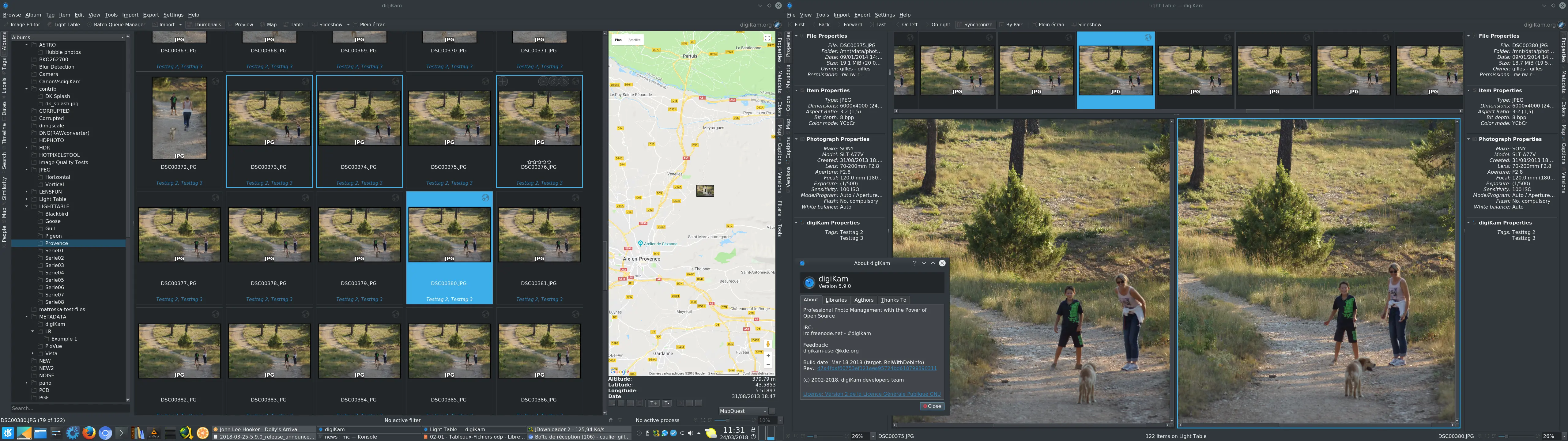 digikam 5.9.0 - Albums View and Light Table